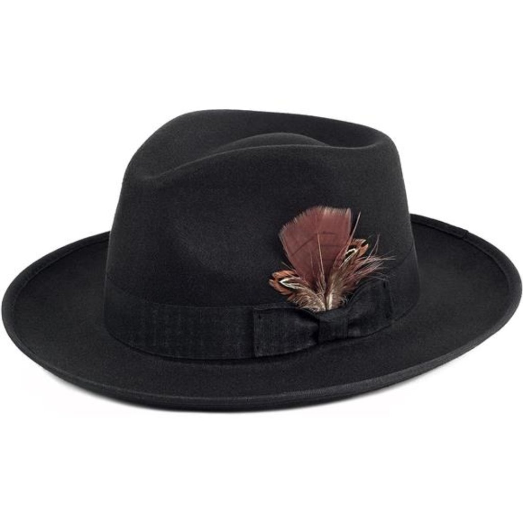 Wide Brim Felt Hat Dress Panama Trilby Hats Black